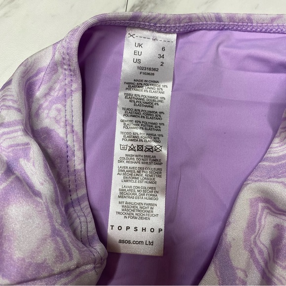 New! Topshop Purple Mineral Print High Waist Swim Bikini Bottom 2 - Picture 5 of 10